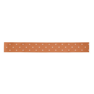 Burnt Orange Mini Hearts Background Ribbon Satin Ribbon