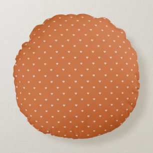Burnt Orange Mini Hearts Background  Round Cushion