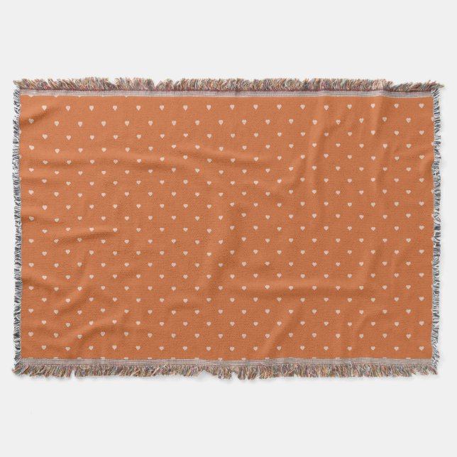 Burnt Orange Mini Hearts Background Throw Blanket (Front)