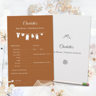 Burnt Orange Minimal Baby Shower Predictions Game