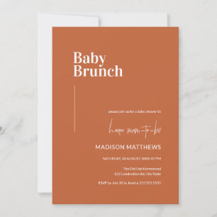 Burnt Orange Minimalist Baby Brunch Baby Shower Invitation