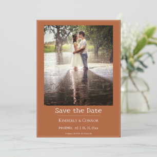 Burnt Orange Minimalist Modern Photo  Save The Date