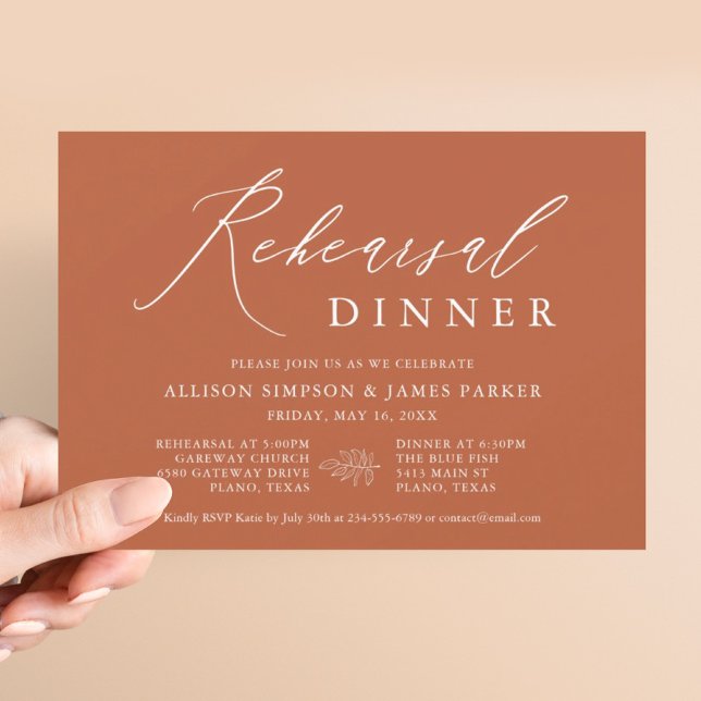 Burnt Orange Minimalist Rehearsal Dinner Invitation (Creator Uploaded)