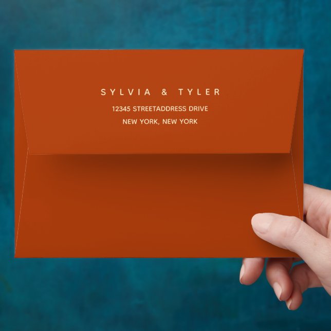 Burnt Orange Minimalist Typography Wedding Envelope (Hand)