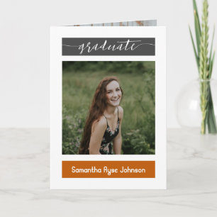 Burnt Orange Modern Block 5-Photo Graduation Invitation