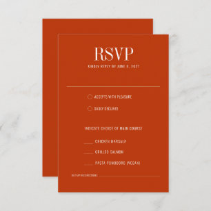 Burnt Orange Modern Colourful Meal Choice Wedding RSVP Card