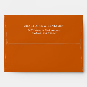 Burnt Orange Modern Custom Wedding 5.25x7.25 Envelope