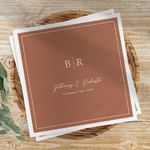 Burnt Orange Monogram Wedding Tableware Napkins