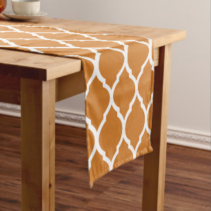 Burnt Orange Moroccan Quatrefoil Short Table Runner