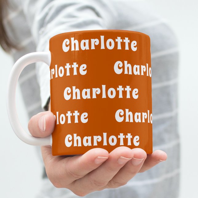 Burnt orange name pattern coffee mug (Creator Uploaded)