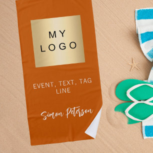 Burnt orange name signature business logo beach towel