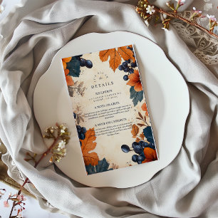 Burnt Orange & Navy Berries Wedding Enclosure Card