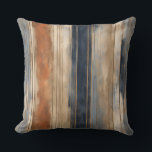 Burnt Orange Navy Dusty Blue Distressed Stripe Cushion<br><div class="desc">This decorative throw pillow brings a warm,  rustic style to your home decor,  featuring a distressed stripe pattern in burnt orange,  navy,  and dusty blue. Perfect as an accent piece,  this pillow adds a cosy,  inviting vibe to any space.

See more home décor designs at https://www.zazzle.com/store/mklhome</div>