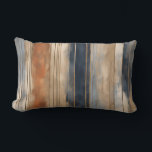 Burnt Orange Navy Dusty Blue Distressed Stripe Lumbar Cushion<br><div class="desc">This decorative throw pillow brings a warm,  rustic style to your home decor,  featuring a distressed stripe pattern in burnt orange,  navy,  and dusty blue. Perfect as an accent piece,  this pillow adds a cosy,  inviting vibe to any space.

See more home décor designs at https://www.zazzle.com/store/mklhome</div>