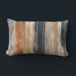 Burnt Orange Navy Dusty Blue Distressed Stripe Lumbar Cushion<br><div class="desc">This decorative throw pillow brings a warm, rustic style to your home decor, featuring a distressed stripe pattern in burnt orange, navy, and dusty blue. Perfect as an accent piece, this pillow adds a cosy, inviting vibe to any space.
See more home décor designs at https://www.zazzle.com/store/mklhome</div>