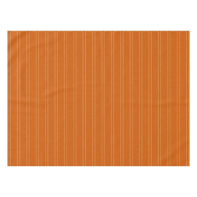 Burnt orange, neutral, double stripe cotton tablecloth (Front (Horizontal))
