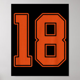 Burnt Orange Number 18 Jersey Player Uniform #18 Poster