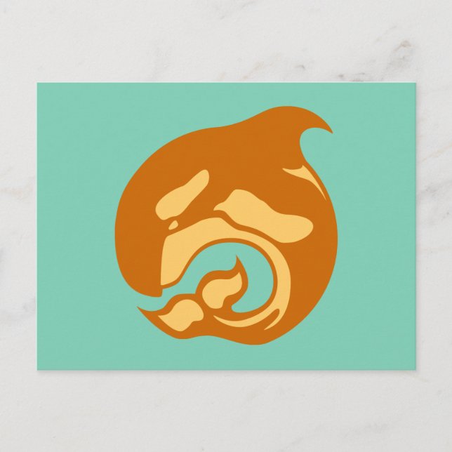 burnt orange orca whale postcard (Front)
