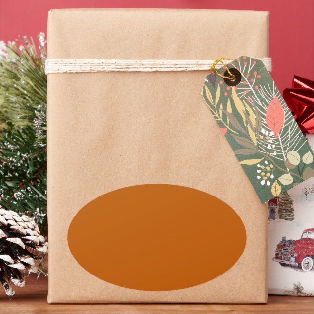 Burnt Orange Oval Sticker (Holiday)