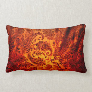 Burnt Orange Paisley Lumbar Cushion