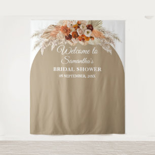 Burnt orange pampas grass terracotta Bridal Shower Tapestry