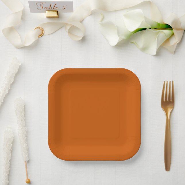 Burnt Orange Paper Plate (Wedding)