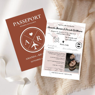 Burnt Orange Passport Photo Wedding Invitation