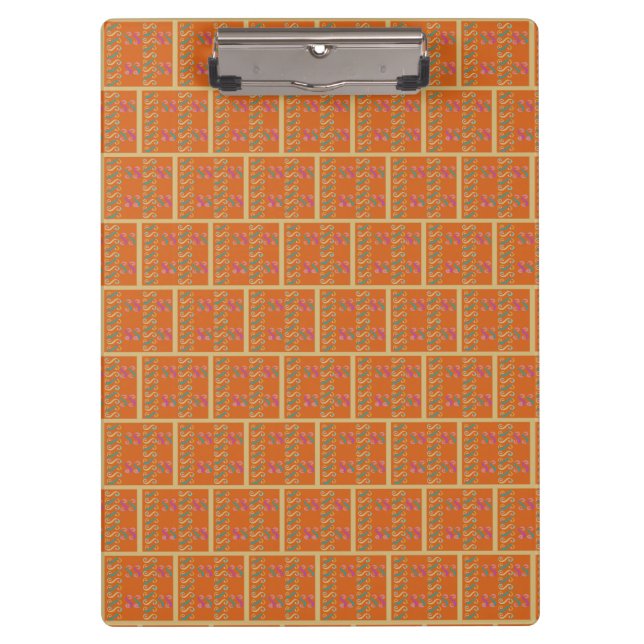 Burnt orange patterned mixed colours clipboard (Front)