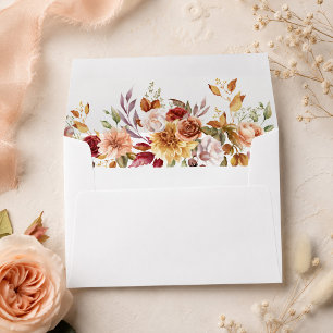 Burnt Orange & Peach Autumn Floral Wedding  Envelope