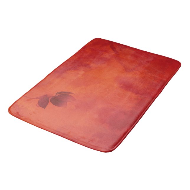 Burnt Orange Persimmon Leaf Abtract Autumn Bath Mat (Angled)