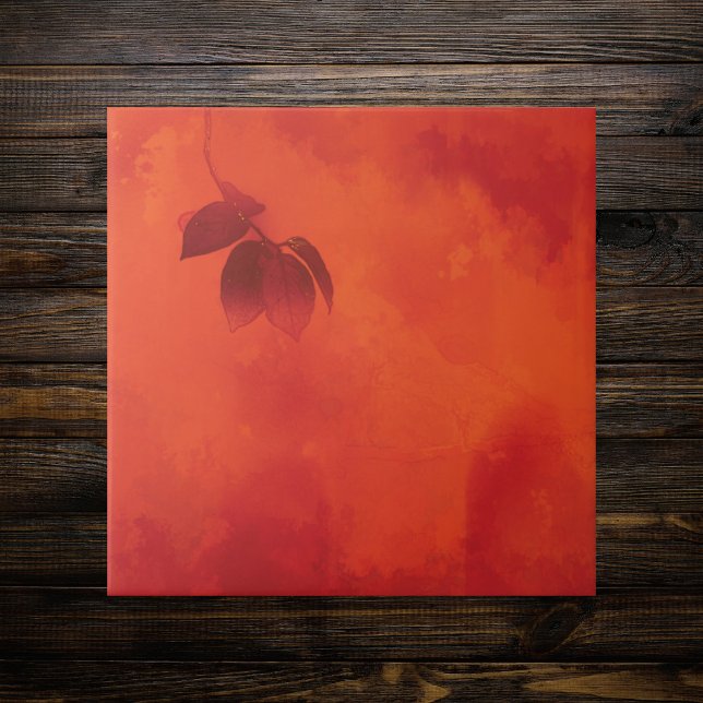 Burnt Orange Persimmon Leaf Abtract Autumn Ceramic Tile (Creator Uploaded)