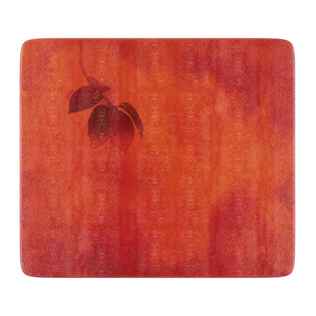 Burnt Orange Persimmon Leaf Abtract Autumn Cutting Board (Front)