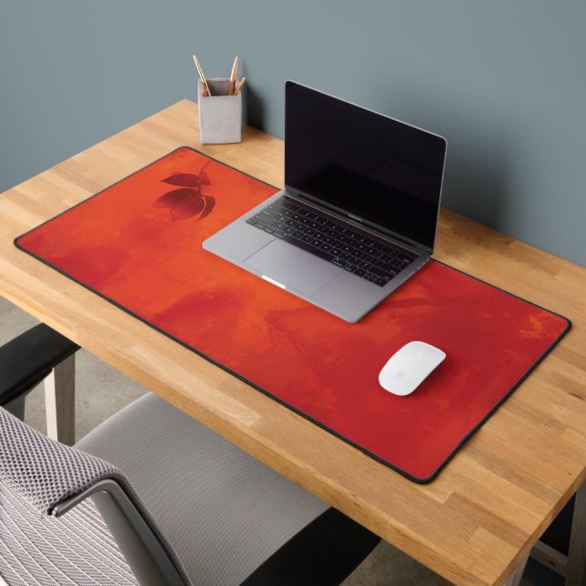 Burnt Orange Persimmon Leaf Abtract Autumn Desk Mat (Office 2)
