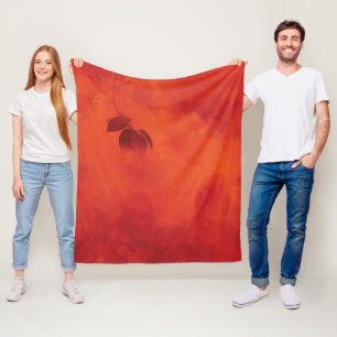 Burnt Orange Persimmon Leaf Abtract Autumn Fleece Blanket