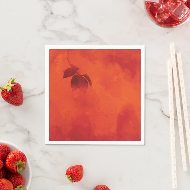 Burnt Orange Persimmon Leaf Abtract Autumn Napkin (Insitu)