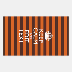 Burnt Orange Personalise This Keep Calm Accent Rectangular Sticker