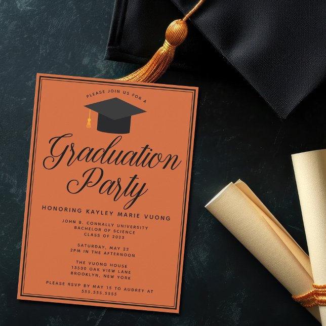 Burnt Orange Personalised 2025 Graduation Party Invitation (Creator Uploaded)
