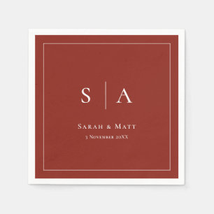 Burnt Orange Personalised Wedding Napkins