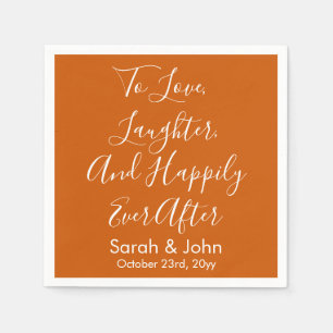 Burnt Orange Personalize Script Wedding Reception  Napkin