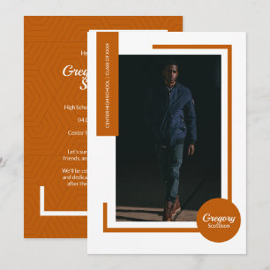 Burnt Orange Photo Modern Photo Graduation Invite