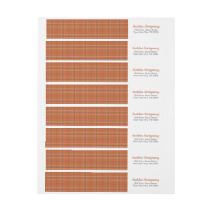 Burnt Orange Plaid Longhorns Wrap Around Label