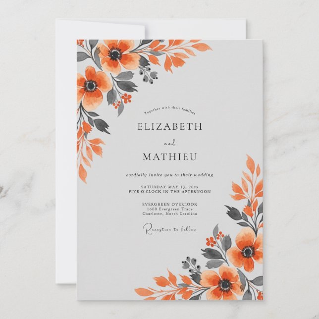 Burnt Orange Polished Autumnal Wedding Invitation (Front)