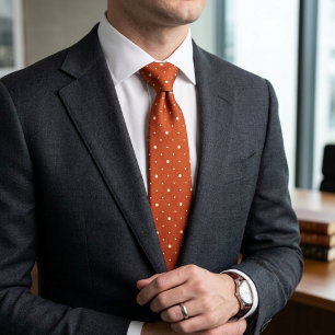 Burnt Orange Polka Dot Tie