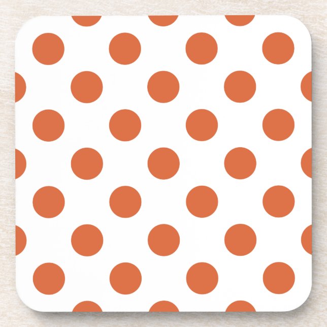 Burnt orange polka dots coaster (Front)