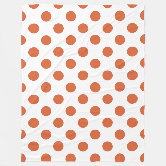Burnt orange polka dots fleece blanket (Front)