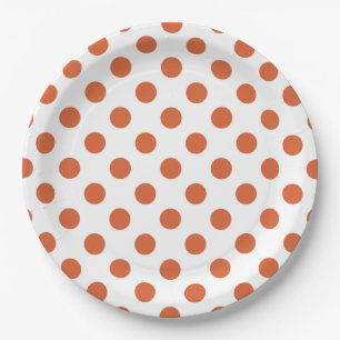 Burnt orange polka dots paper plate