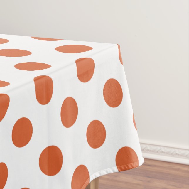 Burnt orange polka dots tablecloth (In Situ)