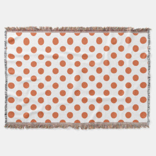 Burnt orange polka dots throw blanket