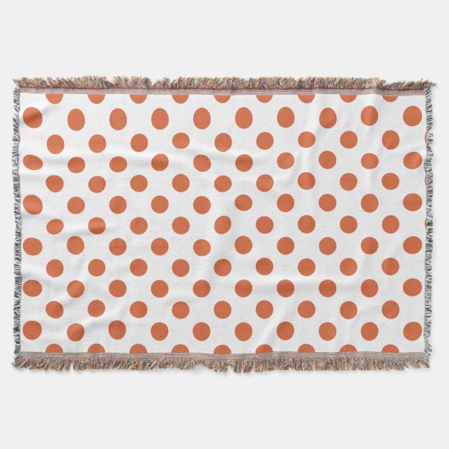 Burnt orange polka dots throw blanket (Front)