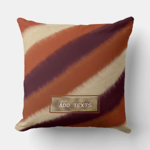 Burnt Orange Pomegranate Fur Stripes Trendy Boho Cushion